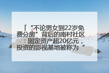 “不论男女到22岁免费分房”背后的南村社区：固定资产超20亿元，投资的影视基地被称为“山村好莱坞”