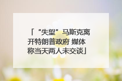 “失望”马斯克离开特朗普政府 媒体称当天两人未交谈