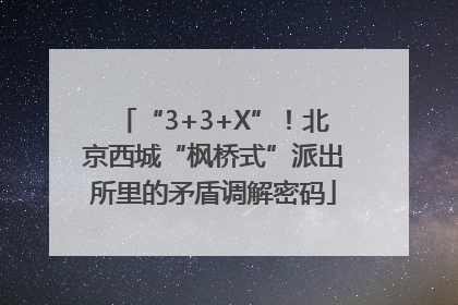 “3+3+X”！北京西城“枫桥式”派出所里的矛盾调解密码