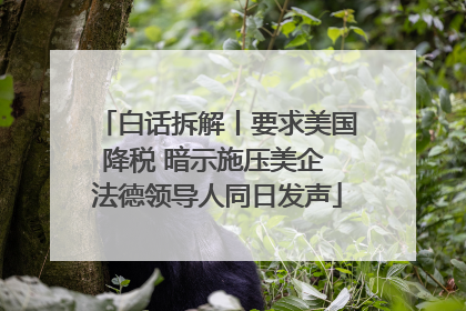 白话拆解丨要求美国降税 暗示施压美企 法德领导人同日发声