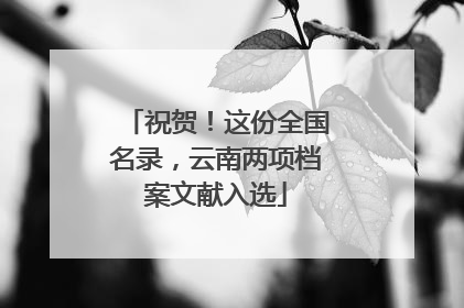 祝贺！这份全国名录，云南两项档案文献入选