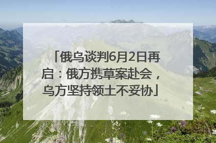 俄乌谈判6月2日再启：俄方携草案赴会，乌方坚持领土不妥协
