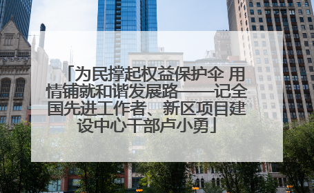 为民撑起权益保护伞 用情铺就和谐发展路——记全国先进工作者、新区项目建设中心干部卢小勇