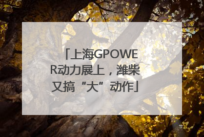 上海GPOWER动力展上，潍柴又搞“大”动作