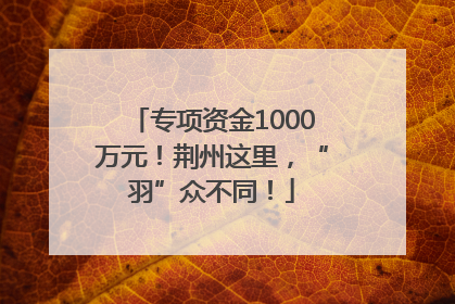 专项资金1000万元！荆州这里，“羽”众不同！
