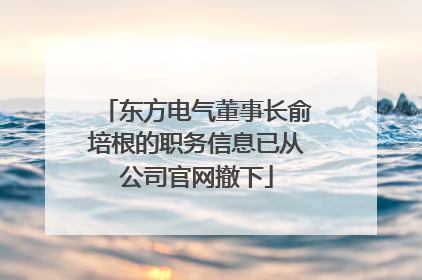 东方电气董事长俞培根的职务信息已从公司官网撤下