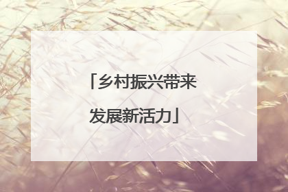 乡村振兴带来发展新活力