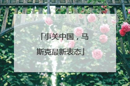 事关中国，马斯克最新表态