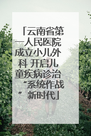云南省第一人民医院成立小儿外科 开启儿童疾病诊治“系统作战”新时代