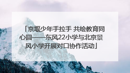 京堰少年手拉手 共绘教育同心圆——东风22小学与北京景风小学开展对口协作活动