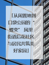 从闲置地到口袋公园的“蝶变” 凤里街道后花社区与居民共筑美好家园