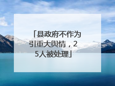 县政府不作为引重大舆情，25人被处理
