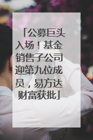 公募巨头入场！基金销售子公司迎第九位成员，易方达财富获批