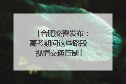 合肥交警发布：高考期间这些路段视情交通管制