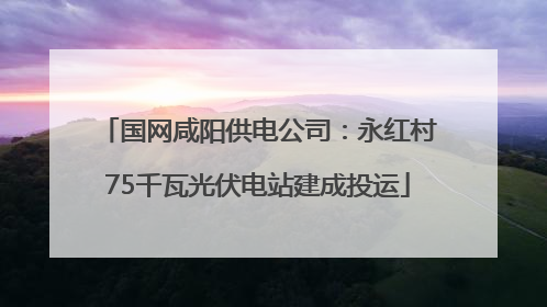 国网咸阳供电公司：永红村75千瓦光伏电站建成投运
