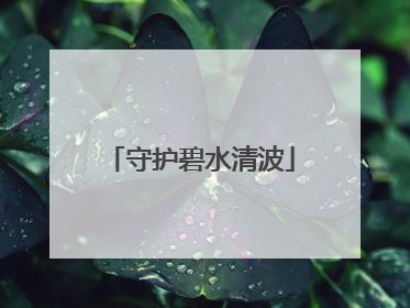 守护碧水清波