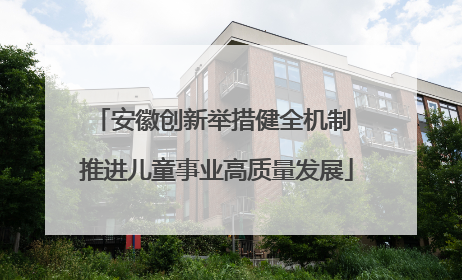 安徽创新举措健全机制 推进儿童事业高质量发展