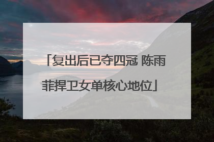 复出后已夺四冠 陈雨菲捍卫女单核心地位