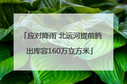 应对降雨 北运河提前腾出库容160万立方米