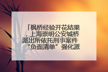 枫桥经验开花结果，上海崇明公安城桥派出所依托刑事案件“负面清单”强化派出所“主防”