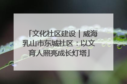 文化社区建设｜威海乳山市东城社区：以文育人照亮成长灯塔