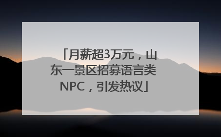 月薪超3万元，山东一景区招募语言类NPC，引发热议