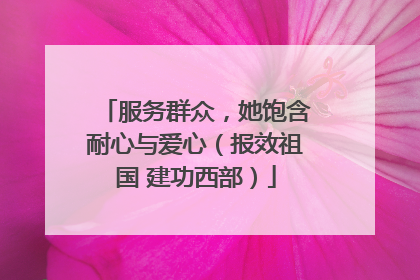 服务群众，她饱含耐心与爱心（报效祖国 建功西部）