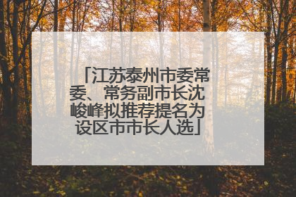 江苏泰州市委常委、常务副市长沈峻峰拟推荐提名为设区市市长人选