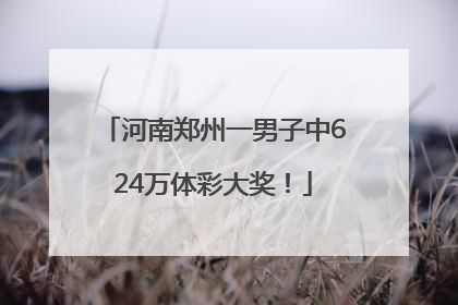 河南郑州一男子中624万体彩大奖！
