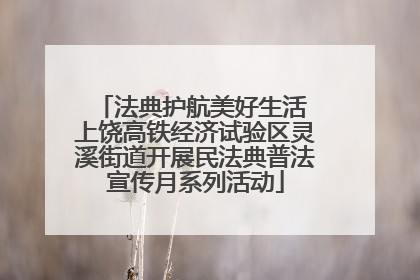 法典护航美好生活 上饶高铁经济试验区灵溪街道开展民法典普法宣传月系列活动
