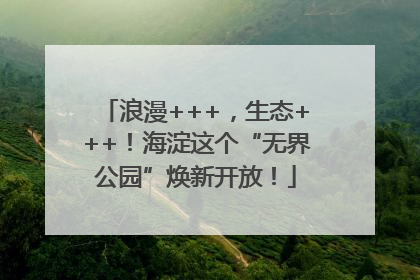 浪漫+++，生态+++！海淀这个“无界公园”焕新开放！