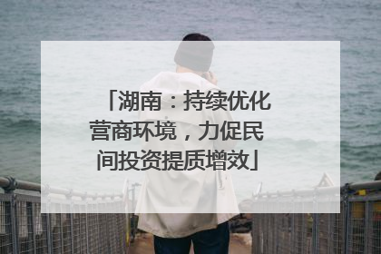 湖南：持续优化营商环境，力促民间投资提质增效