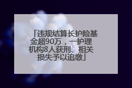 违规结算长护险基金超90万，一护理机构8人获刑、相关损失予以追缴