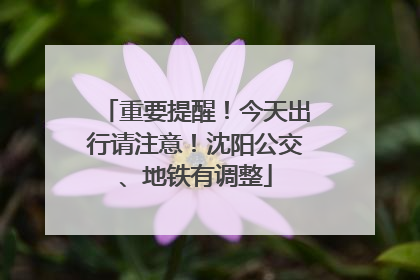 重要提醒！今天出行请注意！沈阳公交、地铁有调整