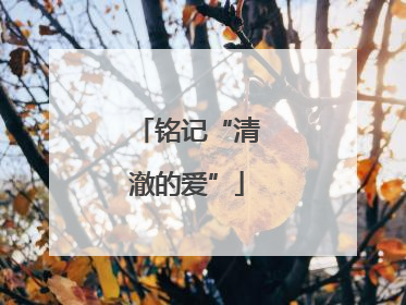 铭记“清澈的爱”