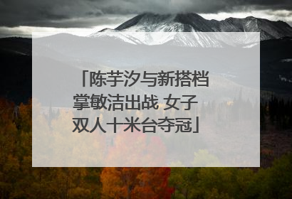 陈芋汐与新搭档掌敏洁出战 女子双人十米台夺冠