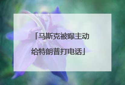 马斯克被曝主动给特朗普打电话