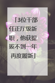 3位干部任正厅级新职，他获提拔不到一年再度履新