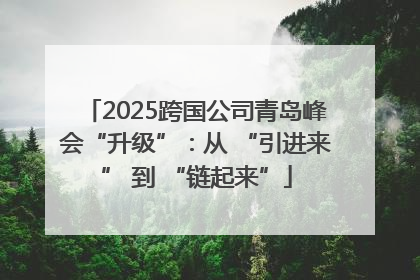 2025跨国公司青岛峰会“升级”：从 “引进来” 到 “链起来”